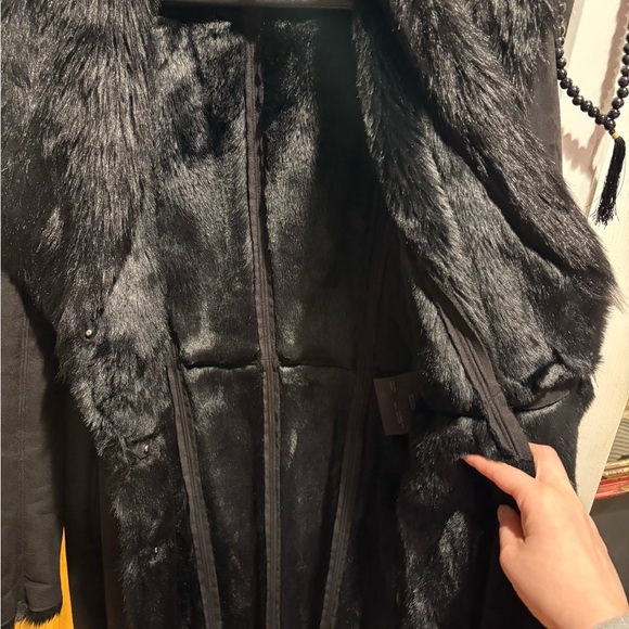 Black Faux Fur Shearling Suede Penny Lane 90s Glam Goth Coat Charlotte Simone - Picture 4 of 8